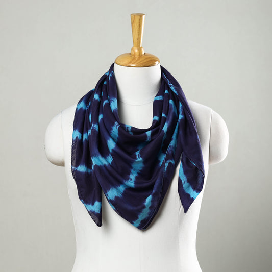 Blue - Shibori Tie-Dye Mul Cotton Scarf