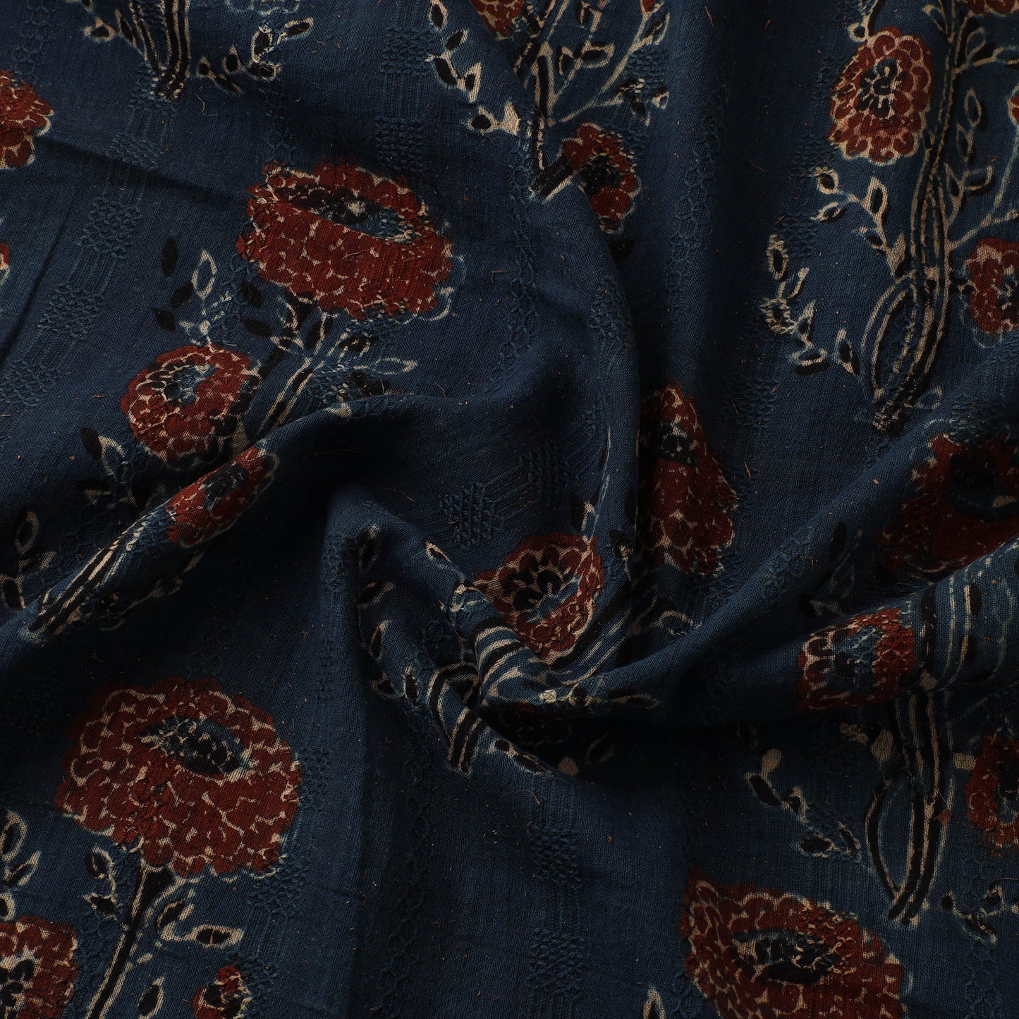Hakoba Hand Block Ajrakh Print Natural Dyed Cotton Fabric 115