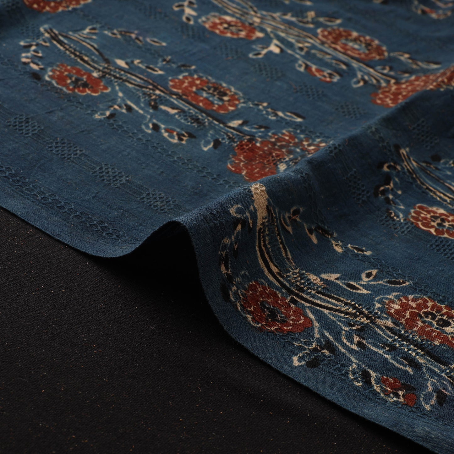 Hakoba Hand Block Ajrakh Print Natural Dyed Cotton Fabric 115