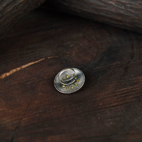 Yellow - antique silver finish oxidised stone work ring 100