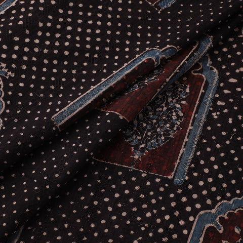 Hakoba Hand Block Ajrakh Print Natural Dyed Cotton Fabric 117