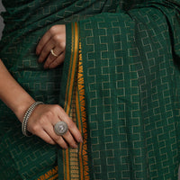 Green - Kanchipuram Cotton Saree with Zig Zag Stripes 51