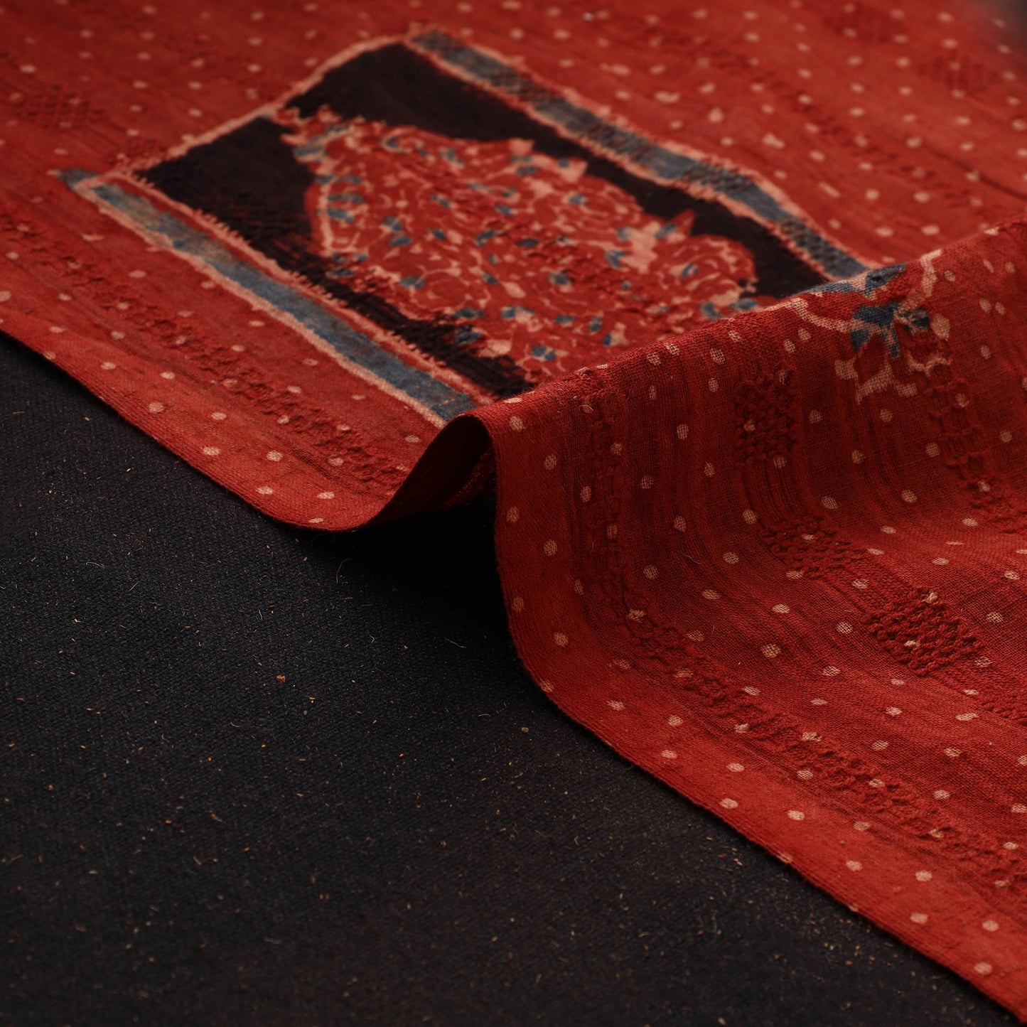 Hakoba Hand Block Ajrakh Print Natural Dyed Cotton Fabric 119