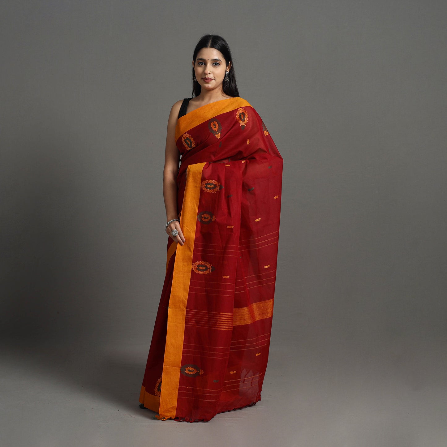 Red - Kanchipuram Cotton Saree with Buta 56