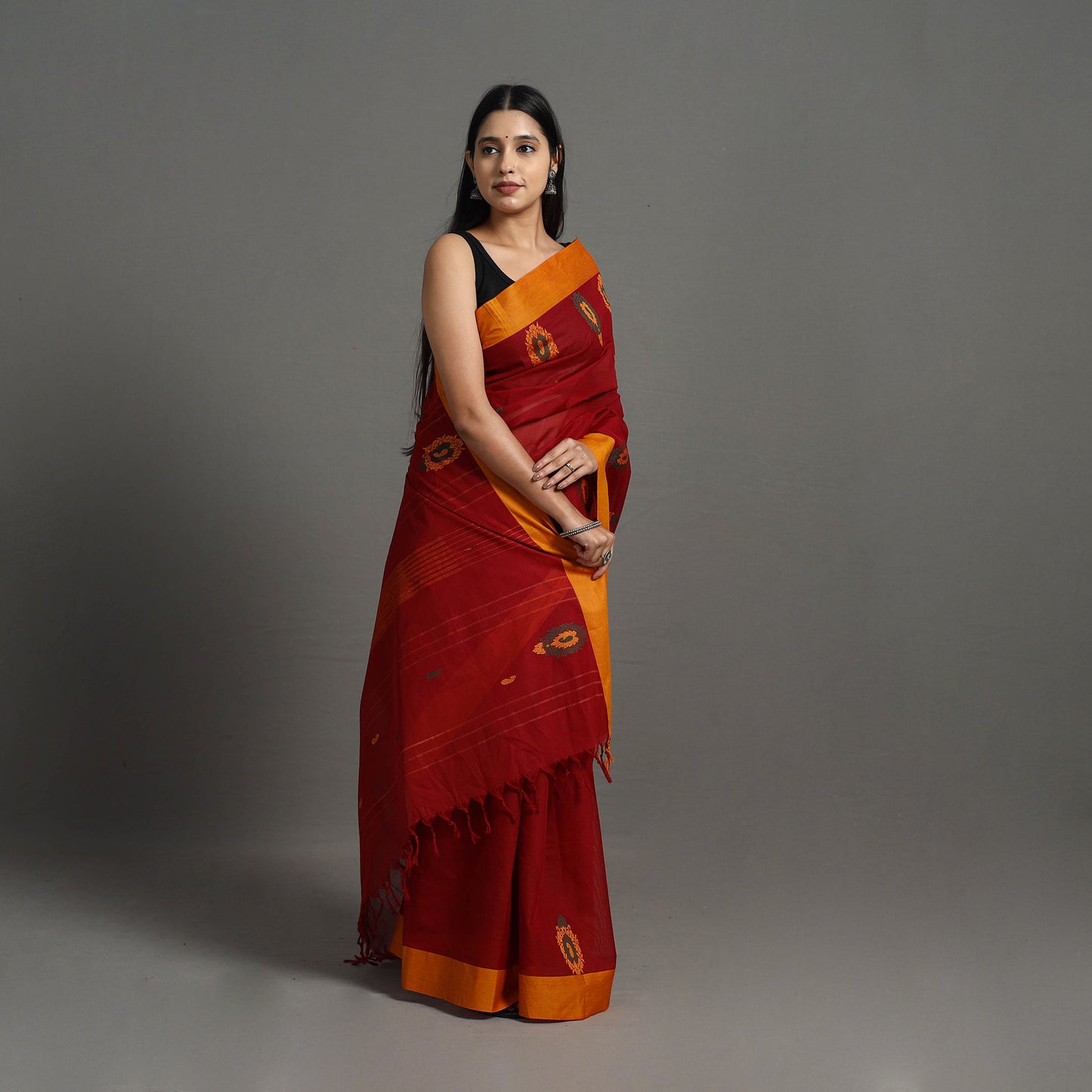 Red - Kanchipuram Cotton Saree with Buta 56