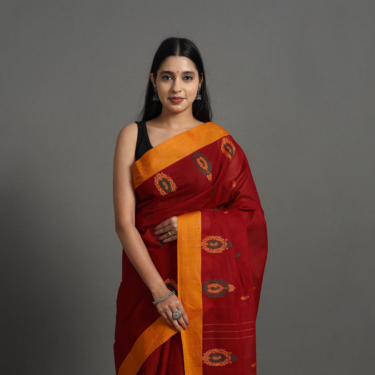 Red - Kanchipuram Cotton Saree with Buta 56