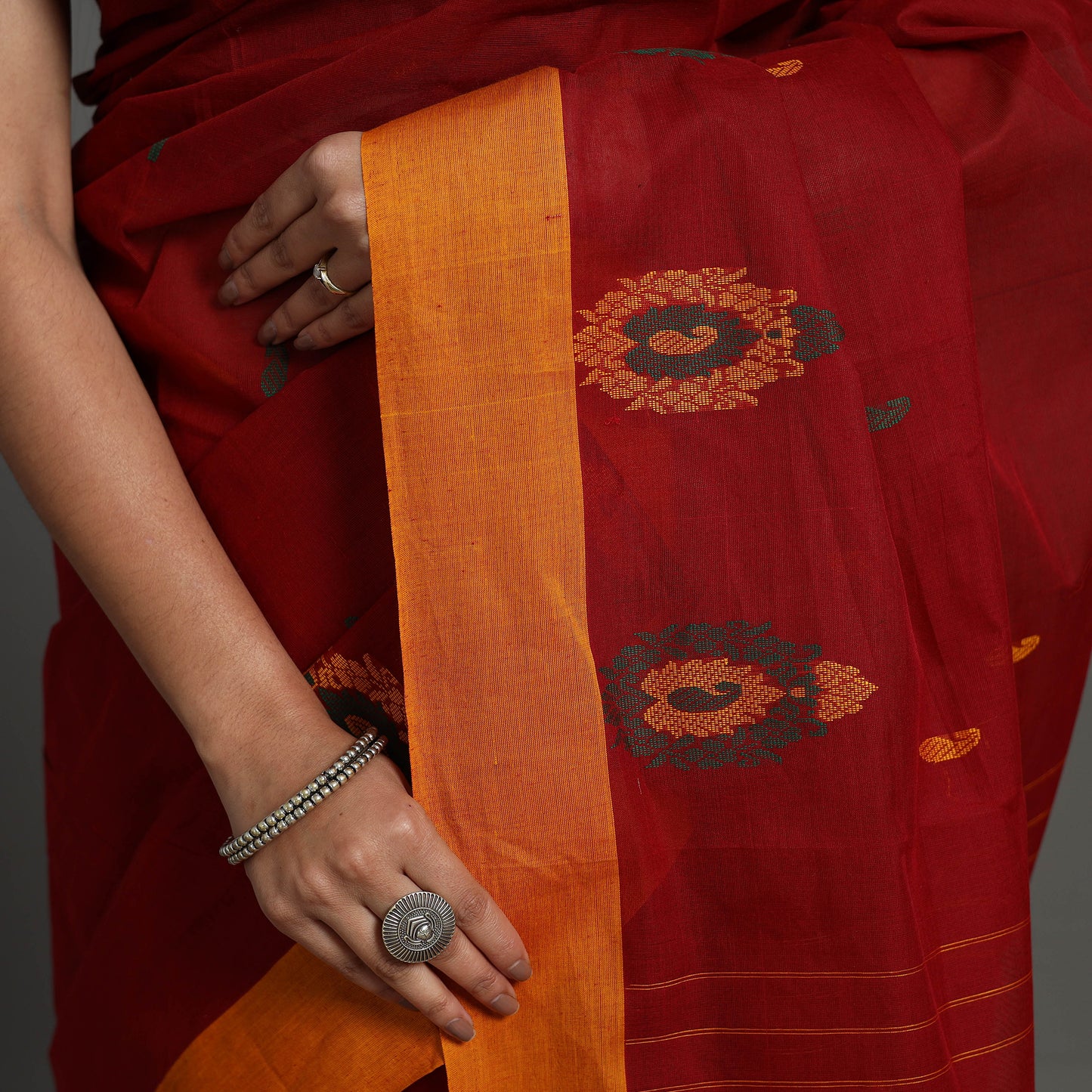 Red - Kanchipuram Cotton Saree with Buta 56