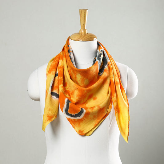 Orange - Shibori Tie-Dye Mul Cotton Scarf