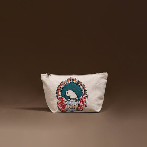 Beige - Madhubani Handpainted Utility Pouch 21
