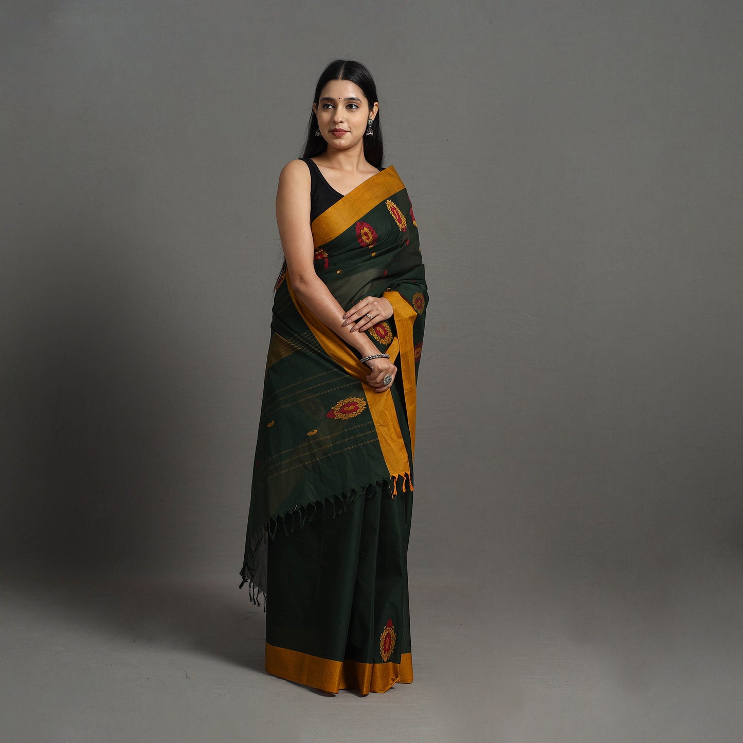 Green - Kanchipuram Cotton Saree with Buta 58