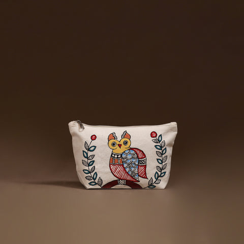 Beige - Madhubani Handpainted Utility Pouch 22