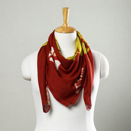 Red - Shibori Tie-Dye Mul Cotton Scarf
