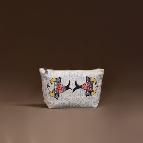 Beige - Madhubani Handpainted Utility Pouch 25