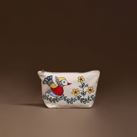 Beige - Madhubani Handpainted Utility Pouch 26