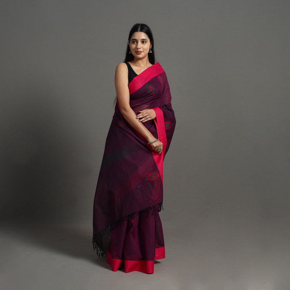 Purple - Kanchipuram Cotton Saree with Buta 60