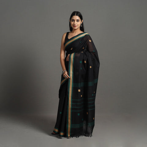 Black - Kanchipuram Cotton Saree with Buta 62