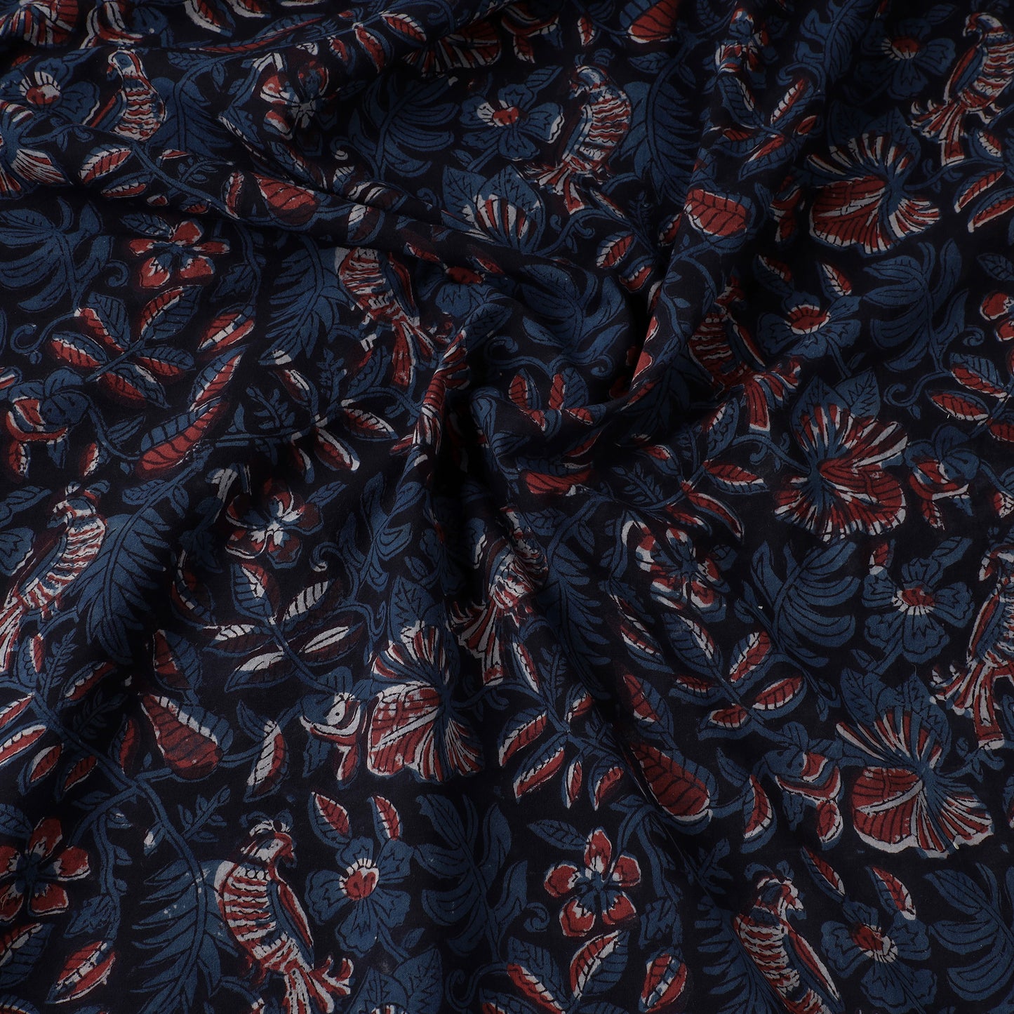 Blue - Bagru Dabu Block Printed Cotton Fabric