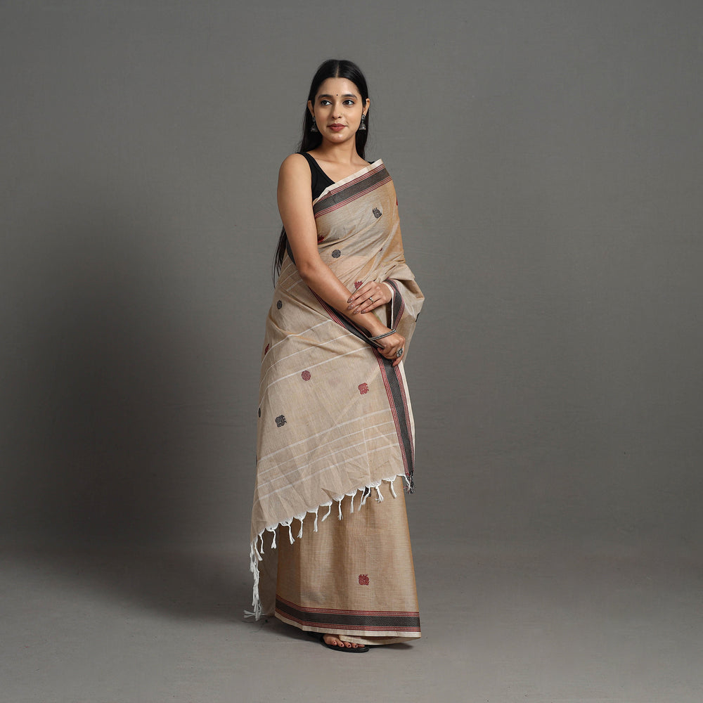 Beige - Kanchipuram Cotton Saree with Buta 64