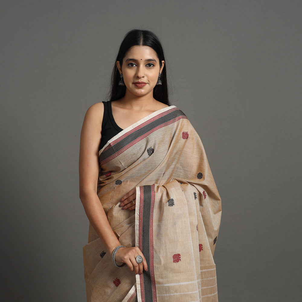 Beige - Kanchipuram Cotton Saree with Buta 64