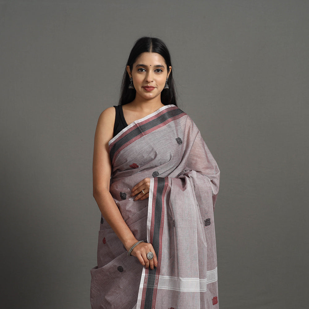 Grey - Kanchipuram Cotton Saree with Buta 65