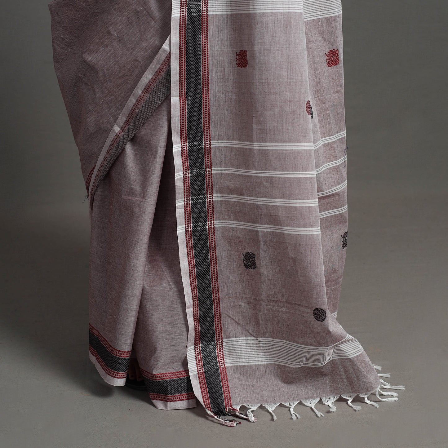 Grey - Kanchipuram Cotton Saree with Buta 65