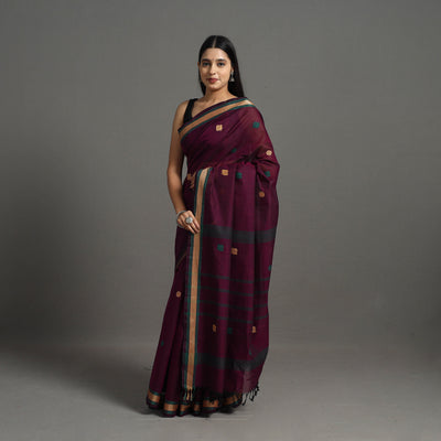 Purple - Kanchipuram Cotton Saree with Buta 66