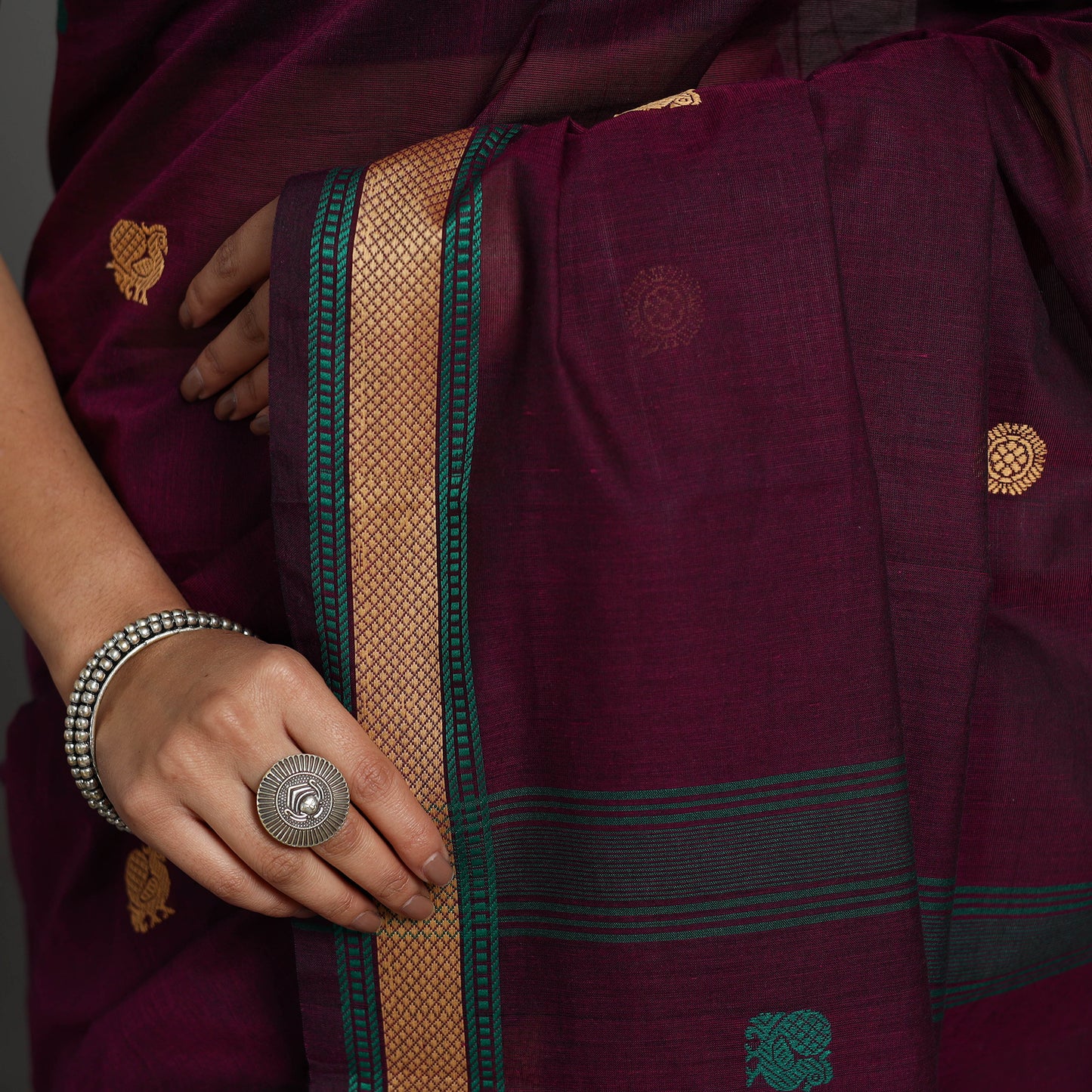 Purple - Kanchipuram Cotton Saree with Buta 66