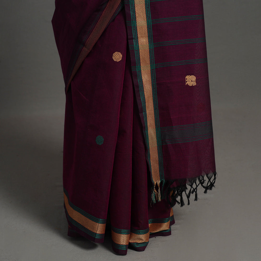 Purple - Kanchipuram Cotton Saree with Buta 66