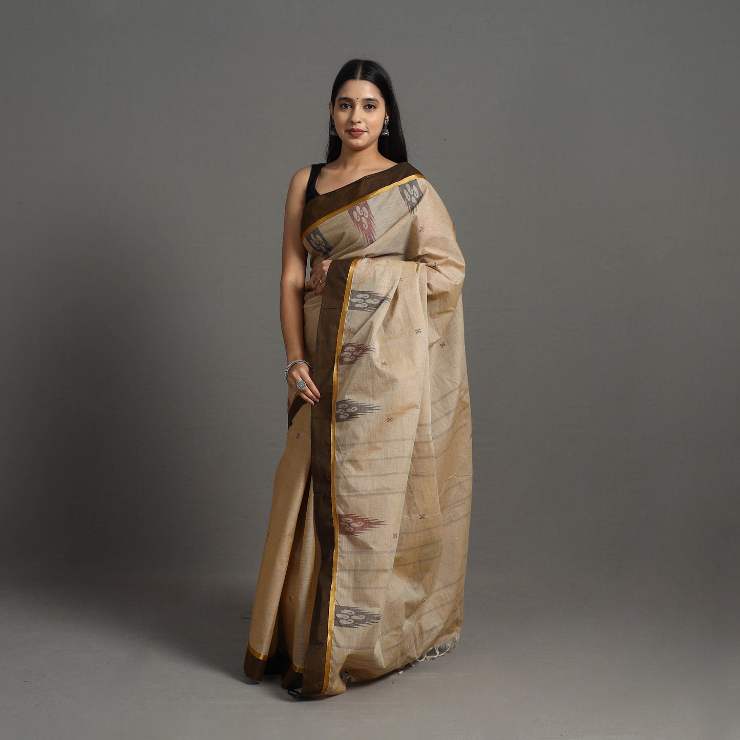 Brown - Kanchipuram Cotton Saree with Buta 67