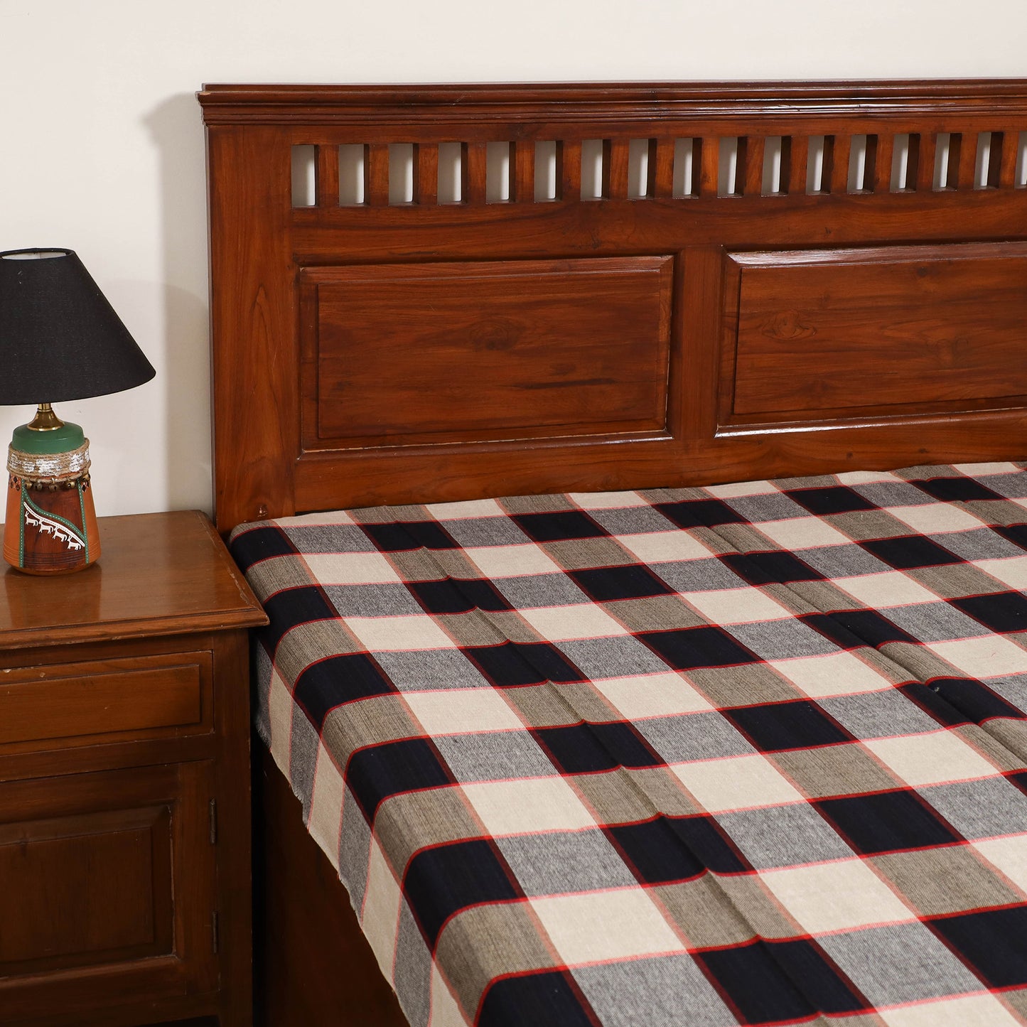 Handloom Cotton Single Bedsheet (90 x 60 in) 266
