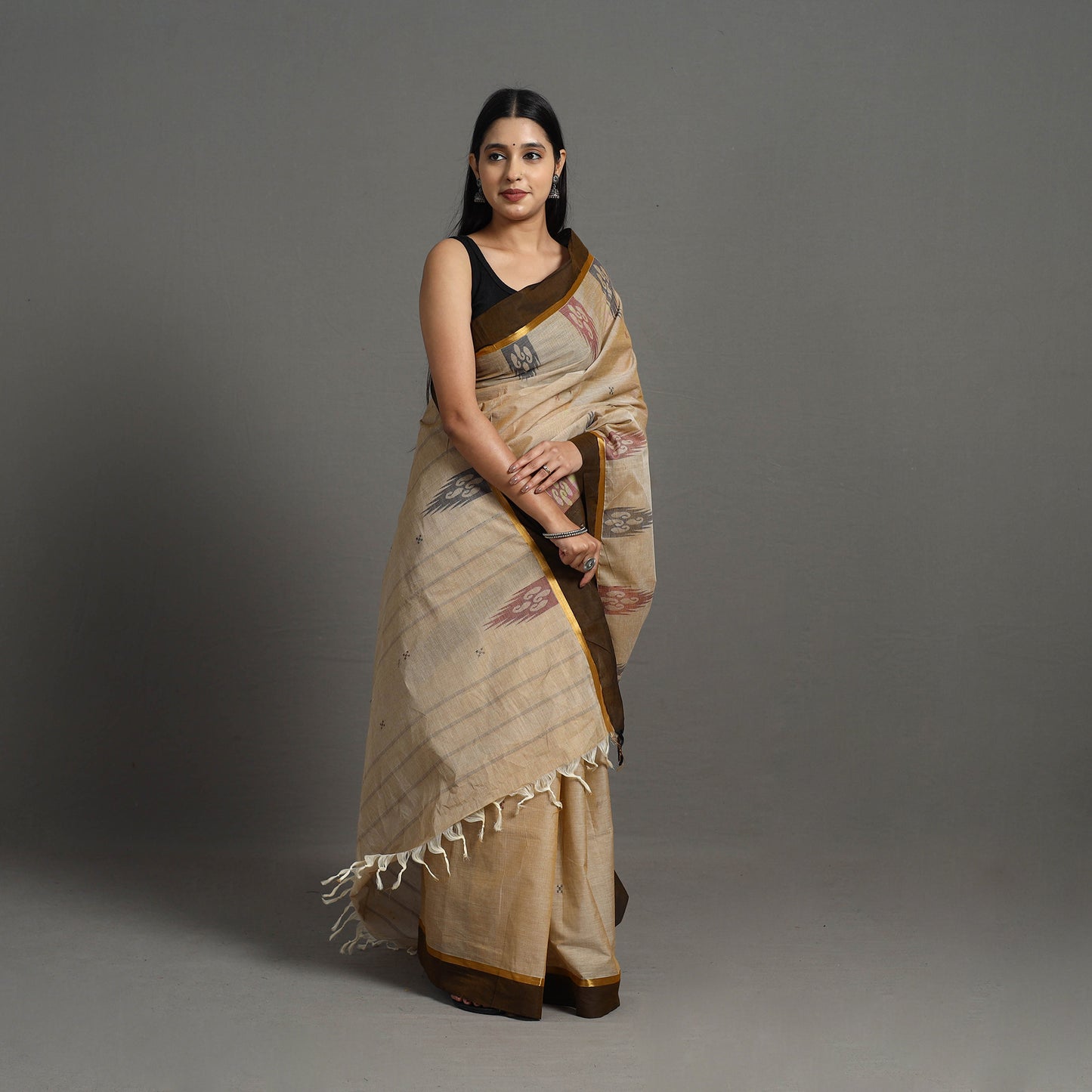 Brown - Kanchipuram Cotton Saree with Buta 67