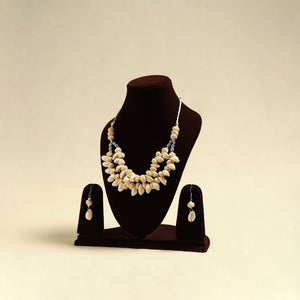 Handcrafted Thread Beads Shell Work Double Layered Necklace Set 12