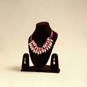 Handcrafted Thread Beads Shell Work Double Layered Necklace Set 13