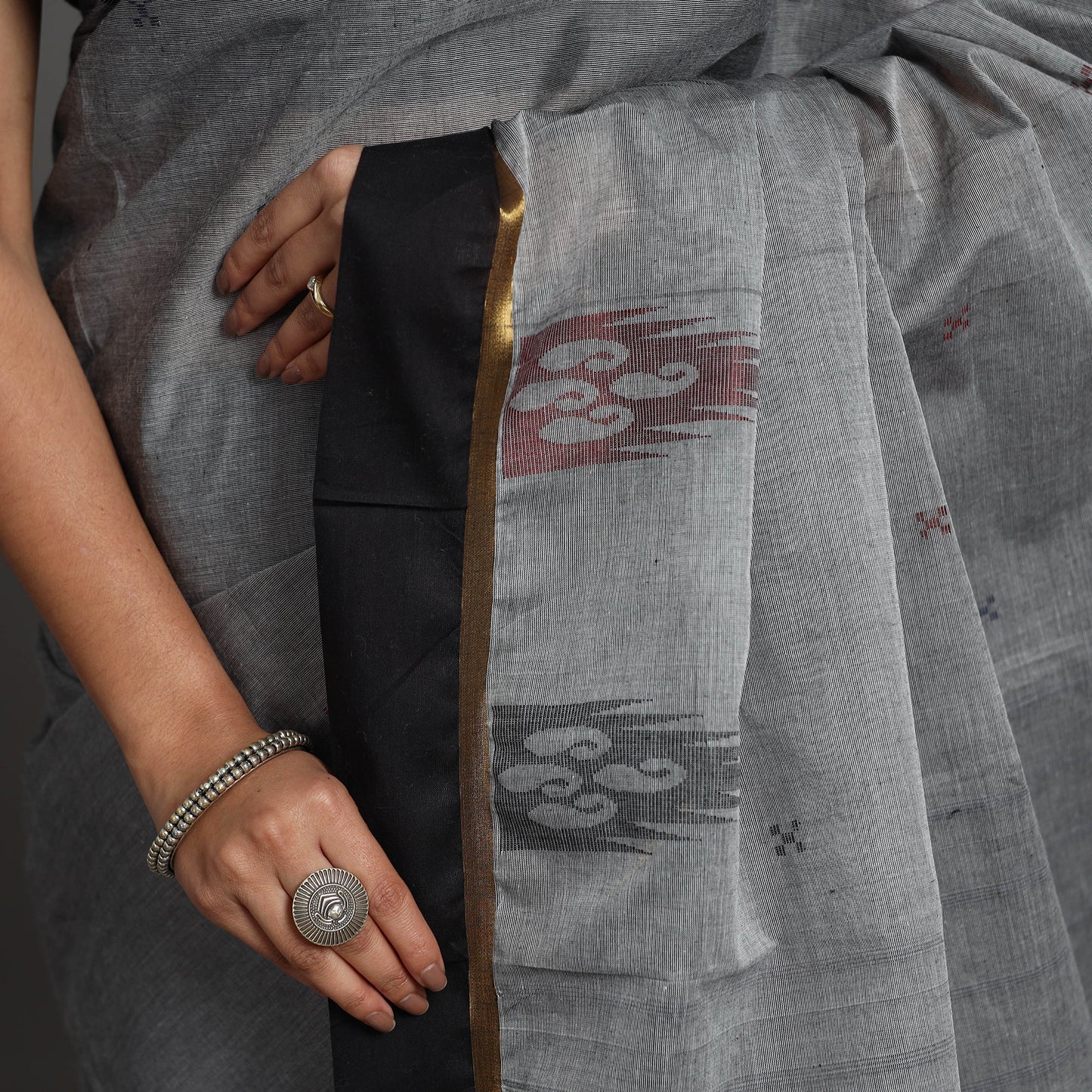 Grey - Kanchipuram Cotton Saree with Buta 68