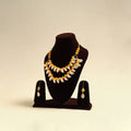 Handcrafted Thread Beads Shell Work Double Layered Necklace Set 16