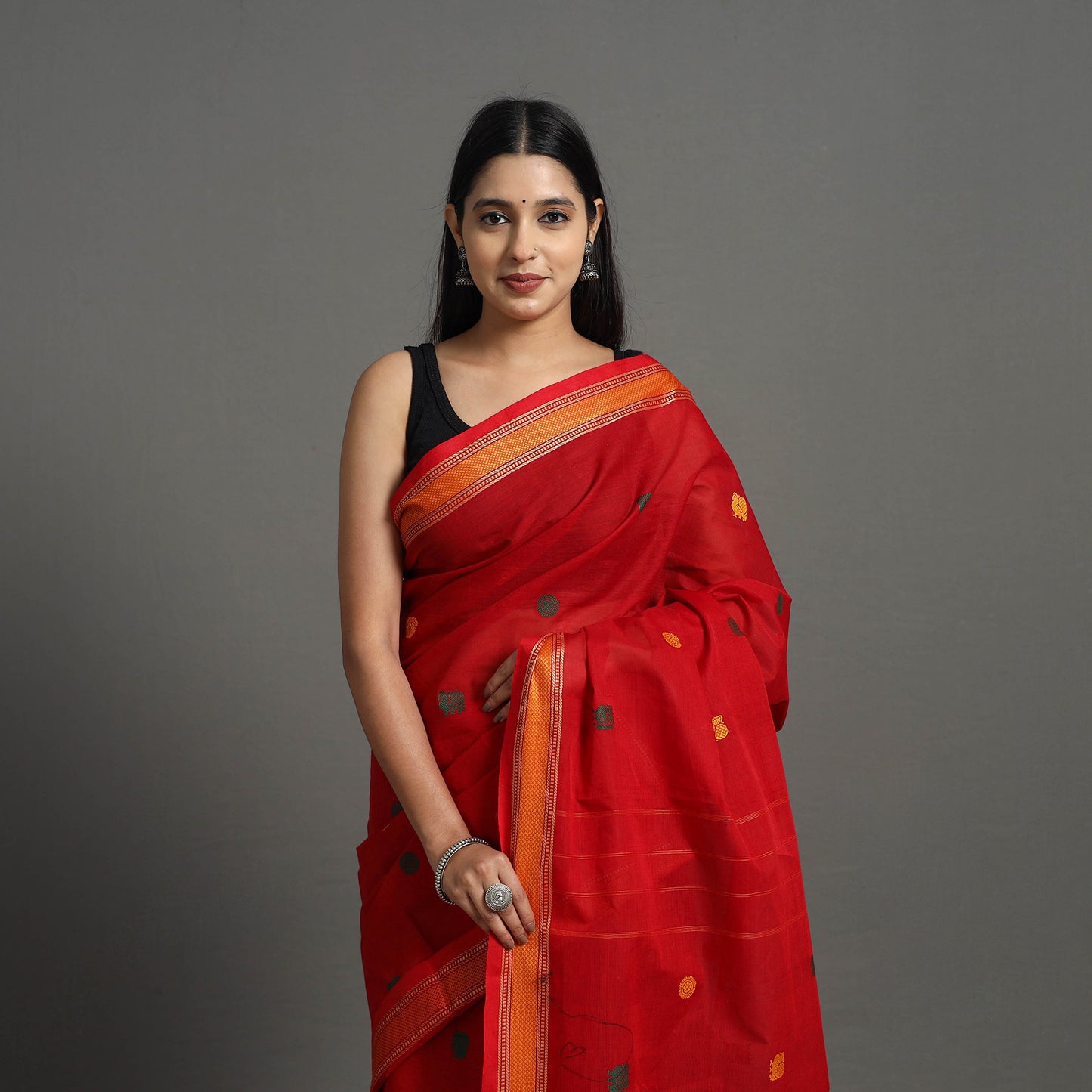 Red - Kanchipuram Cotton Saree with Buta 69