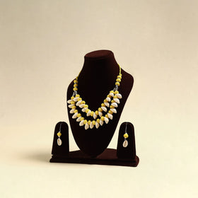 Handcrafted Thread Beads Shell Work Double Layered Necklace Set 18