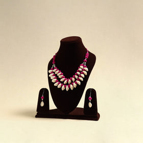 Handcrafted Thread Beads Shell Work Double Layered Necklace Set 20