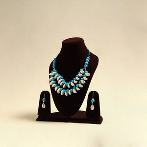 Handcrafted Thread Beads Shell Work Double Layered Necklace Set 21