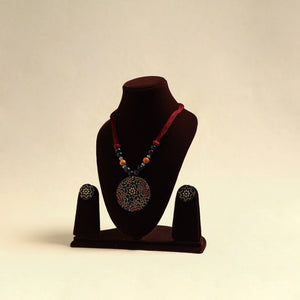 Handcrafted Wooden Beads Fabart Necklace Set 27