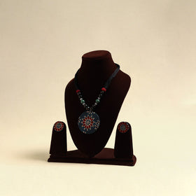 Handcrafted Wooden Beads Fabart Necklace Set 34