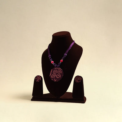 Handcrafted Wooden Beads Fabart Necklace Set 36