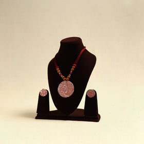 Handcrafted Wooden Beads Fabart Necklace Set 38