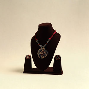 Handcrafted Wooden Beads Fabart Necklace Set 43