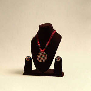 Handcrafted Wooden Beads Fabart Necklace Set 44