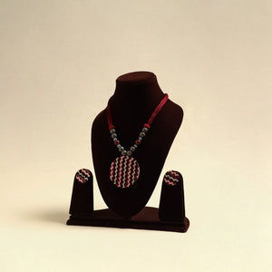 Handcrafted Wooden Beads Fabart Necklace Set 45