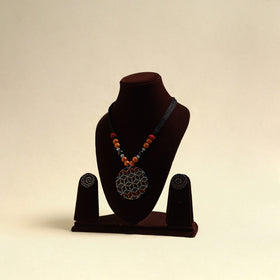 Handcrafted Wooden Beads Fabart Necklace Set 47