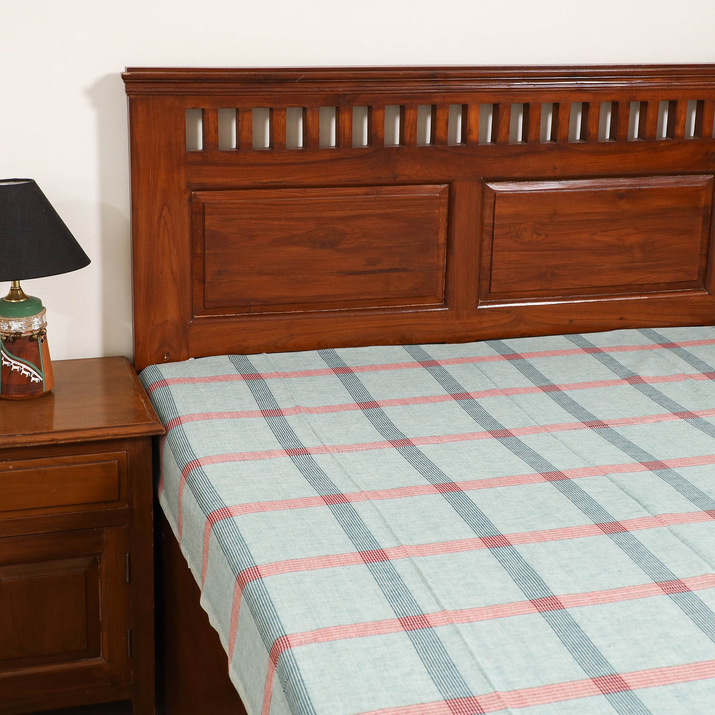 Handloom Cotton Single Bedsheet (90 x 60 in) 284