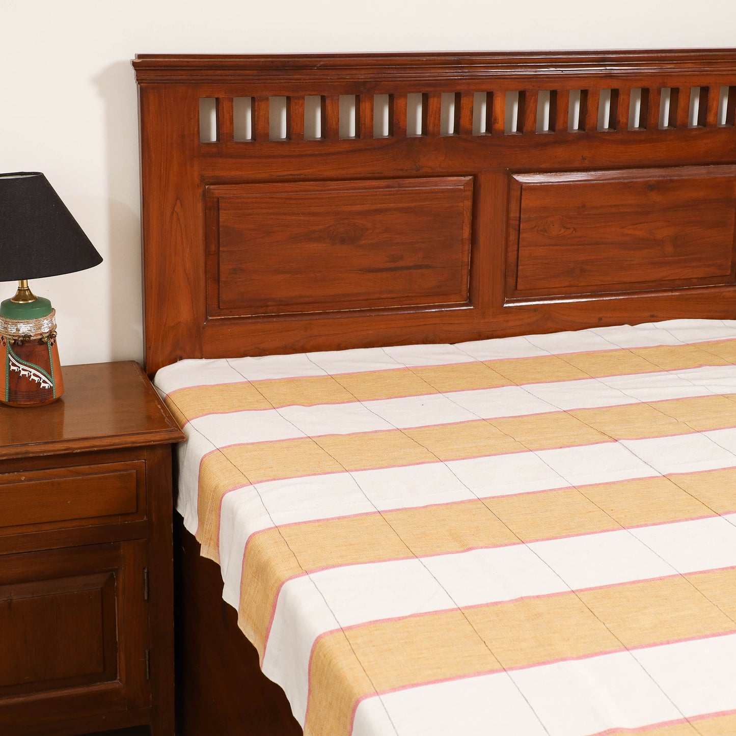 Handloom Cotton Single Bedsheet (90 x 60 in) 285