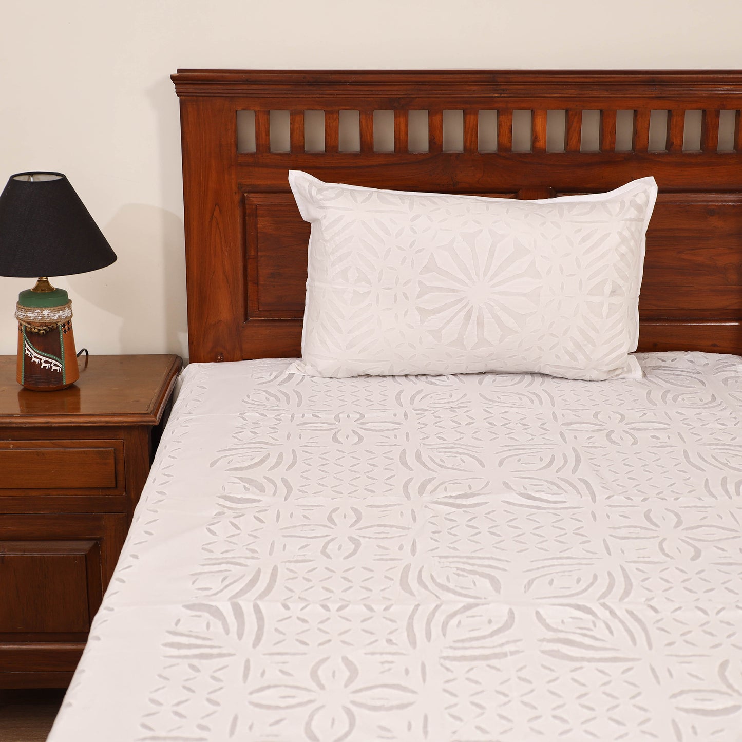 Barmer Applique Cutwork Cotton Double Bedsheet Set (108 x 90 in) 02